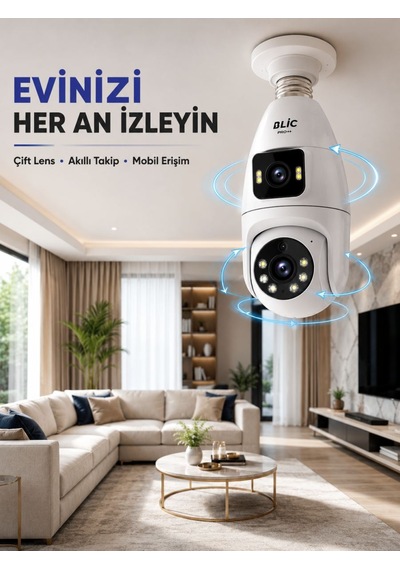 Wi-fi Ampul Kamera Sistemi Gece Görüşlü Çift Lens
