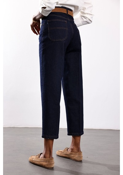 5in1Canpolat Rins Yıkamalı Yüksek Bel Baggy Jean 3004 Rins Yıkamalı