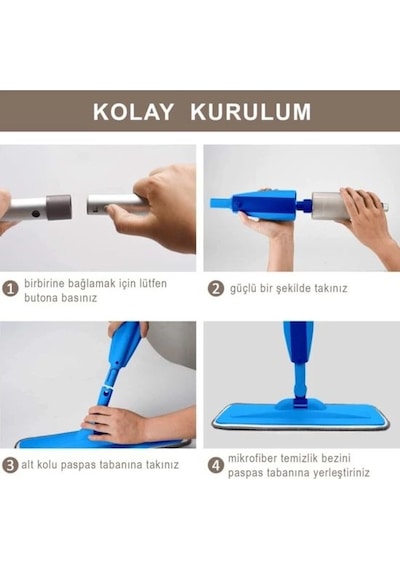 Flora Water Sprey Mop Su Hazneli 300 ML + Yedek Bez