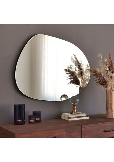 Luna Asimetrik Model Çerçevesiz Ayna Duvar Aynası Konsol Aynası GÜMÜŞ