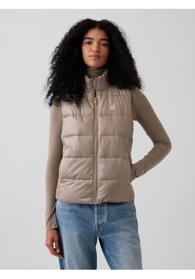 Gap V-frch Logo Lw Puffer Vest Kadın Bej Yelek 910105008