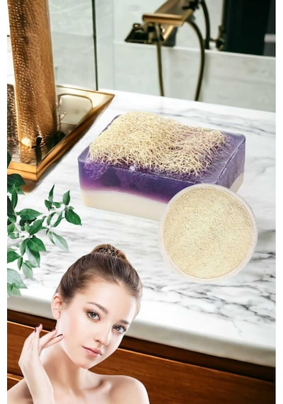 2li Doğal Set Kabak Lifli Keçi Sütü Lanta Sabun Peeling Bakım Sıkılaştırma Akne Temizleme Yüz Pedi