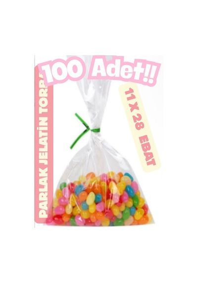 11x28 Şeffaf Jelatin Torba Kurabiye & Şeker İçin Şık, Hijyenik Paketleme 100' Lü Paket