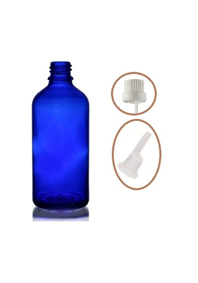 50ml Mavi Cam İçten Damlalıklı Şişe Beyaz Kapak, 24 Adet, Damlalıklı Şişe, Damlatmalı Şişe