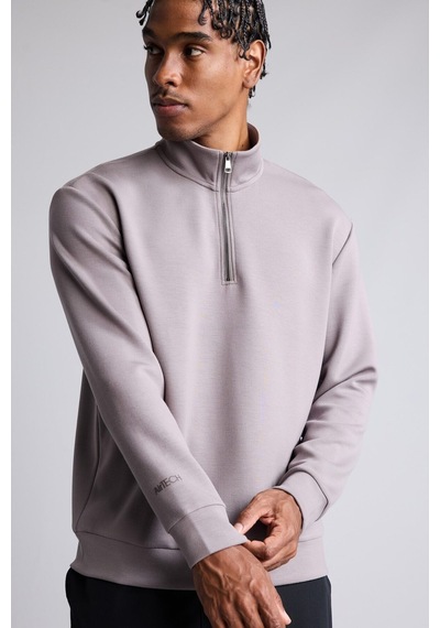 Defacto Ultra Yumuşak Standart Fit Dik Yaka Yarım Fermuarlı Modal Basic Sweatshirt H6165ax26augr539 Gri-gr539