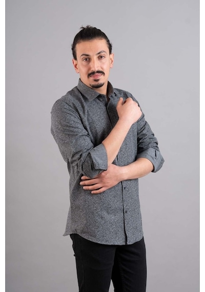 Slimfit Şal Desenli Sonbaharlık Erkek Gömlek