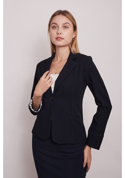 Jument Yakalı Flato Cepli Kolu Duble Uzun Kol Ofis Şık Blazer Kumaş Ceke (512163501)
