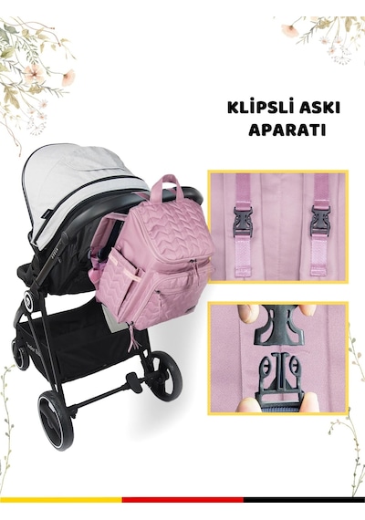 Kinder Baby Merlin Anne Bebek Bakım Çantası Gül Kurusu Pembe