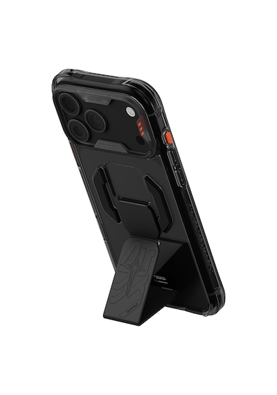 Apple Uyumlu iPhone 18 Pro Kılıf M-safeli Teknoloji Desenli Skinarma Helio Ce Mag Charge Standlı Kapak Füme