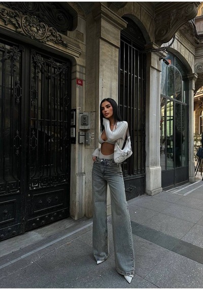 Meecy Tint Yeşili Kadın Wide Leg Jean Yüksek Bel Palazzo Likralı Esnek Kot Pantolon Tintyeşil Tintyeşil Meecy Tint Yeşili Kadın Wide Leg Jean Yüksek Bel Palazzo Likralı Esnek Kot Pantolon Tintyeşil Tintyeşil