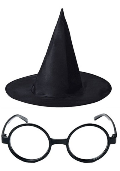 Harry - 827 - Potter Büyücü Şapkası Ve Harry Potter Büyücü Gözlüğü - Edntrend - Siyah Renk Tüm Yaşlar