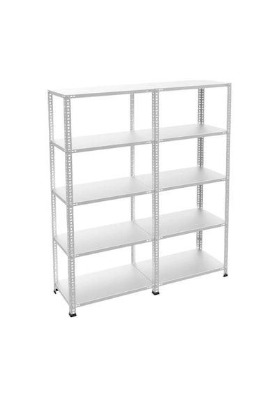 Çelik Raf 5 Katlı Duble 43x120xh200 Dekoratif Raf Sistemleri, Depo Rafı, Arşiv Rafı, Kiler Rafı Gri