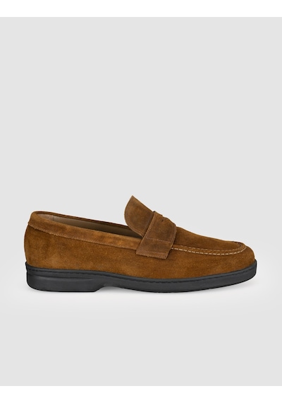 Cabani Taba Süet Hakiki Deri Erkek Loafer Ayakkabı