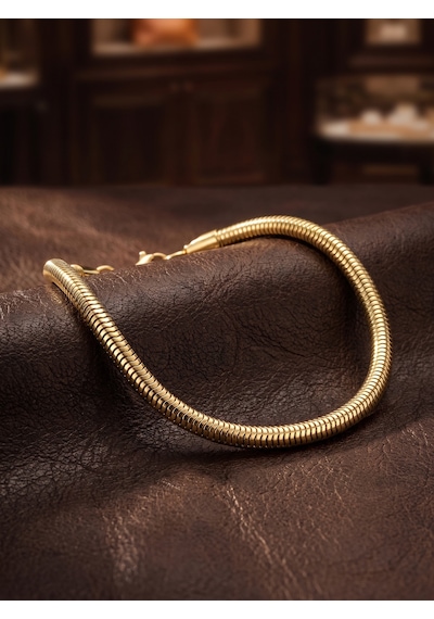 Spiral Örgü Erkek Çelik Zincir Hediye Maskülen Bileklik 6mm 01891 Sarı