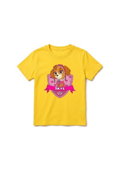 Urbantrendstore Paw Patrol Skye Unisex Kız Çocuk Bisiklet Yuvarlak Yaka Basic Kısa Kollu %100 Pamuk Tişört Sarı