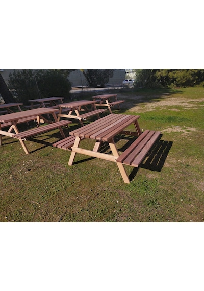 Şen Mobilya Ahşap Piknik Masası Bahçe Mobilyası M5 Açık Ceviz