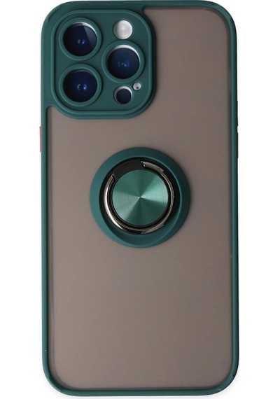 Gld-spt- Newface Apple Uyumlu iPhone 14 Pro Max Kılıf Montreal Yüzüklü Silikon Kapak - Yeşil