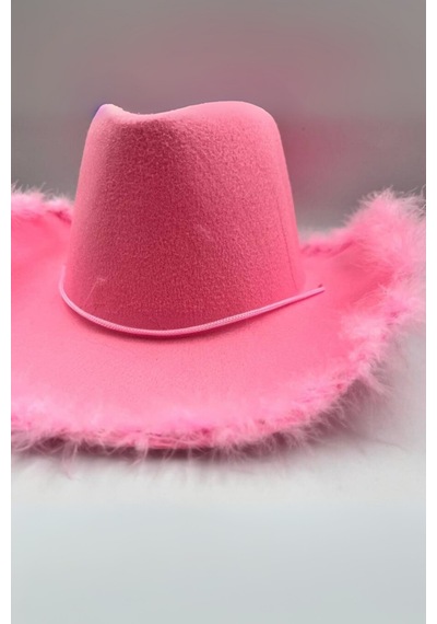 Le Mabelle Pembe Tüylü Kız Çocuk Kovboy Şapkası Pembe
