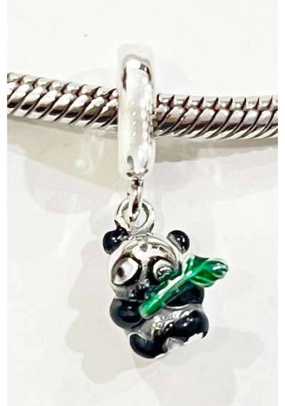 Bambusunu Tutan Panda Sallantılı Charm Gümüş