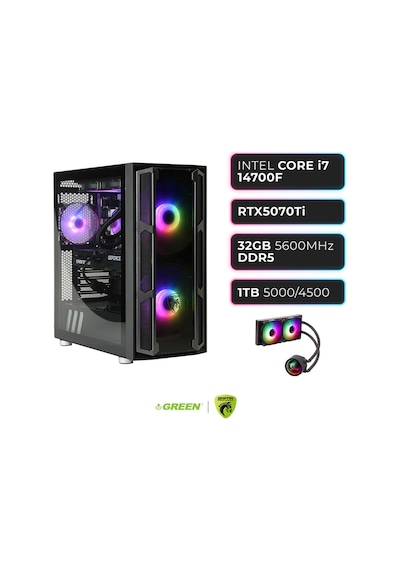 Green Griffin G6 i7-14700F 32 GB 1 TB SSD RTX5070Ti Free Dos Masaüstü Oyuncu Bilgisayarı
