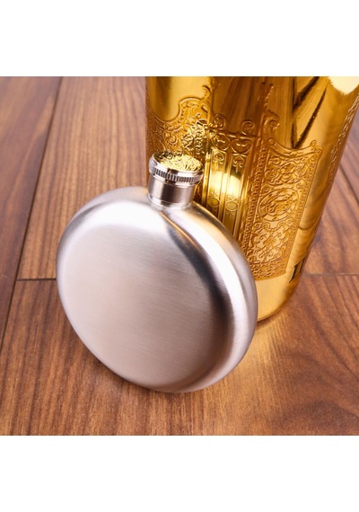 Perlotus 5 Oz 150 Cc Hunili Çelik Viski Yuvarlak İçki Cep Matarası Gri