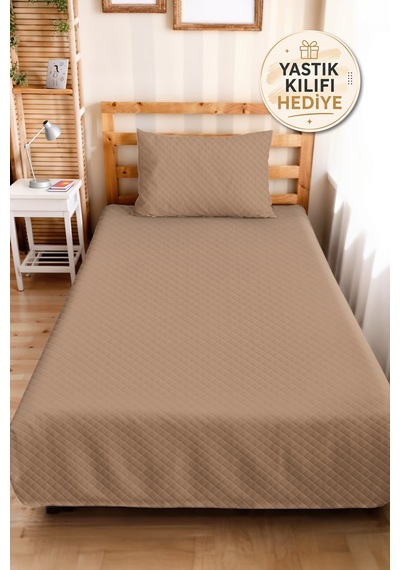 Vizon Kapitone Genç Odası Tek Kişilik Pike Takımı - Modern Bej 160x220 Cm Kapitone Yatak Örtüsü Sabahçı Papatya Anısı