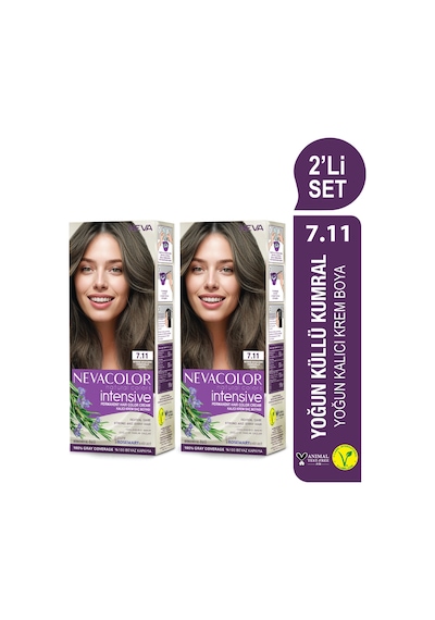 Intensıve 2'li Set 7.11 Yoğun Küllü Kumral Kalıcı Krem Saç Boyası Seti