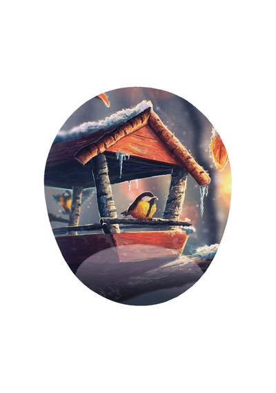 Kuş Cenneti Görselli - Bilek Destekli Oval - Kuşlu Mousepad