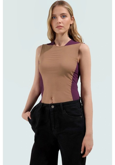 Ersefa 100 Polyester Scuba Krep Kadın Yazlık Örme Yelek Bisiklet Yaka Re bordo