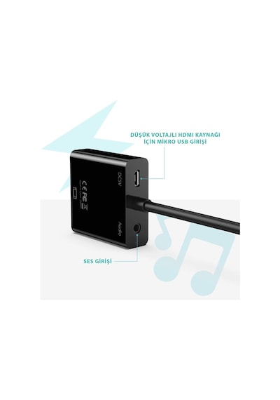 Syncwire HDMI to VGA Ses ve Micro Usb Çıkışlı Adaptör Çevirici