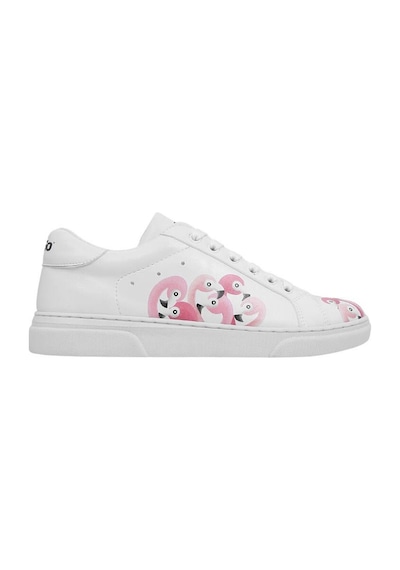 Kadın Vegan Deri Beyaz Sneakers - Pink Paradise Tasarım Çok Renkli