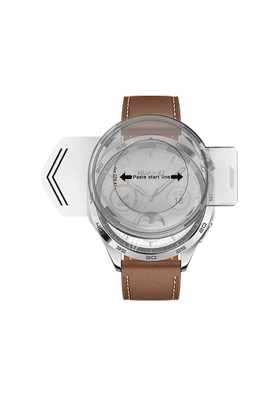 Huawei Watch Gt4 46mm Uyumlu Kolay Takılabilir Takma Temizleme Aparatlı Temperli Cam Ekran Koruyucu