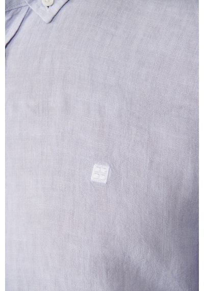 Avva Erkek Lila %100 Keten Düğmeli Yaka Comfort Fit Gömlek B002191 Lila