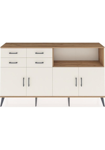 Arges Konsol 4 Raflı 4 Çekmeceli 4 Kapaklı 176x30x99 Çam-aytaşı Aytası - Atlas Çam