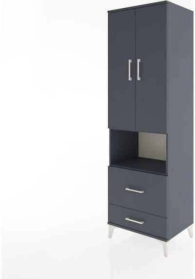 Hyperion Dolap 2 Raflı 2 Çekmeceli Tek Askılı 60x44x195 Antrasit-antrasit Antrasit