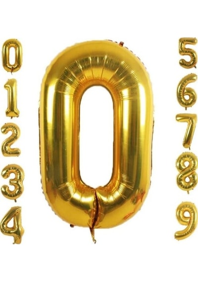 0 Yaş Doğum Günü Parti Kutlama Rakam Folyo Balon Altın Renk 36 Cm 16 Inç