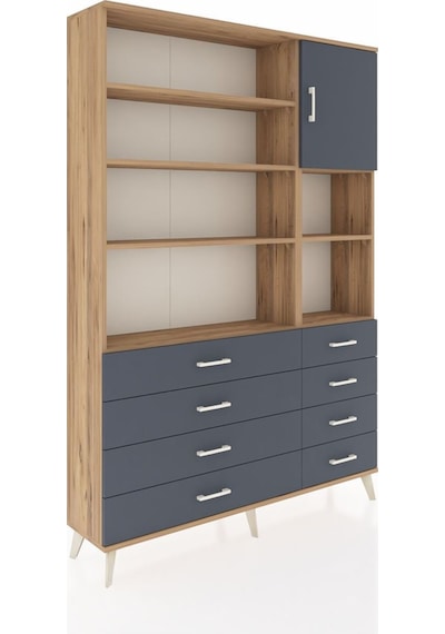 Arges Dolap 8 Raflı 8 Çekmeceli Tek Kapaklı 132x30x195 Çam-antrasit/antrasit Antrasıt/antrasıt Arges Dolap 8 Raflı 8 Çekmeceli Tek Kapaklı 132x30x195 Çam-antrasit/antrasit Antrasıt/antrasıt