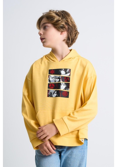 Alexandergardi Alexandergardı Kanguru Cepli Baskılı Kapüşonlu Çocuk Sweatshirt Sarı
