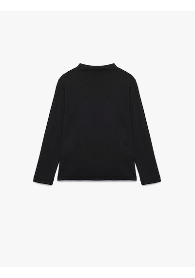 Koton Dik Yaka Modal Karışımlı Uzun Kollu Slim Fit Tişört Siyah 7wkg10187ak