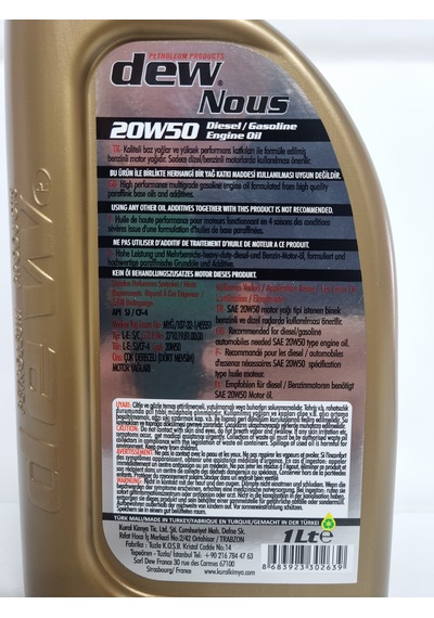Dew Nous 20W-50 Motor Yağı 1 L