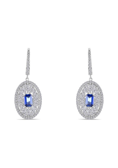 3.25 Karat Laboratuvar Pırlanta Safir Küpe - Hrd Sertifikalı