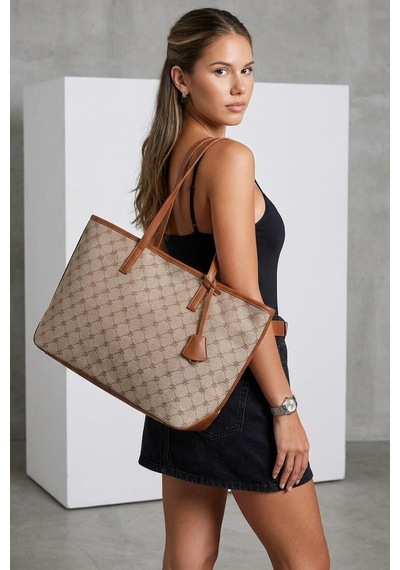Madmext Michelle Taba Monogram Omuz Çantası Mg2838