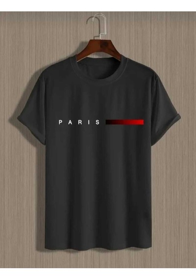 Kozia Outdoors Malkoçbey Kısa Çizgi Paris Baskılı Oversize Unisex Basic T-shirt Füme