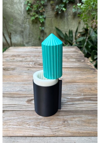 Rufus Concept Baton Dalgalı Orta Silikon Mum Kalıbı Beyaz
