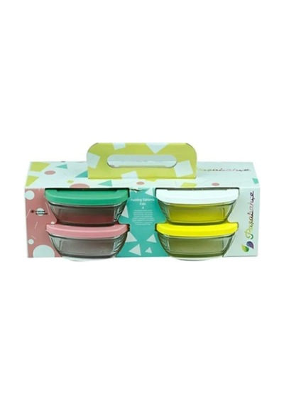 96840 Puding 4'lü Cam Saklama Kabı - 310 Ml