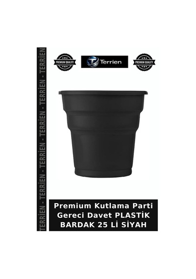 Premium Kutlama Parti Gereci Davet Plastik Bardak 25 Li Siyah