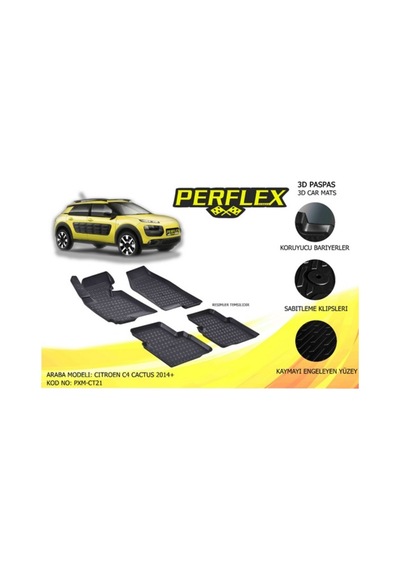 Perflex 3D Havuzlu Paspas Siyah Citroen C4 Cactus 2014+ 3D 5 Pcs 504642509