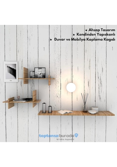 Technosmart 45cm 300cm Kendinden Yapışkanlı Ahşap Görünümlü Kaplama Kağıdı Mutfak Dolap Masa Duvar