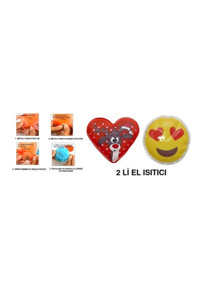 Emoji Kırmızı Geyik Cep Sobası,el Isıtıcı,2 Adet Sıcak Su Torbası