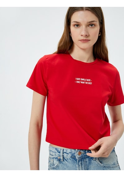 Koton Crop Tişört Slogan Baskılı Bisiklet Yaka Kısa Kollu Pamuklu Kırmızı 4sak50644ek Kırmızı Koton Crop Tişört Slogan Baskılı Bisiklet Yaka Kısa Kollu Pamuklu Kırmızı 4sak50644ek Kırmızı